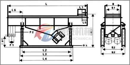 直线振动筛安装图及安装尺寸